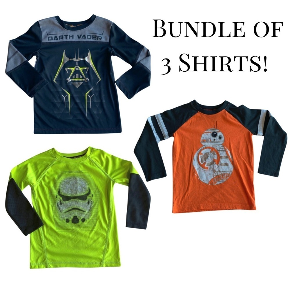 Star Wars Boy’s BUNDLE 3 Long Sleeve Shirts Darth Vader Stormtrooper Size 4 GUC